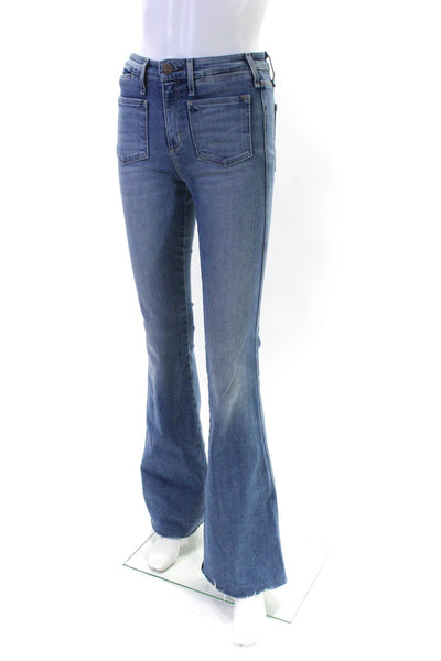 McGuire Womens Cotton Denim High Rise Frayed Hem Boot Cut Jeans Blue Size 25