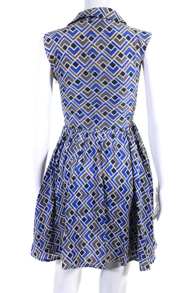 Kate Spade New York Womens Sleeveless Collared Printed Dress Gray Blue Size 2