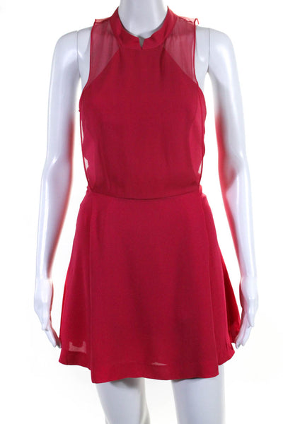 Dion Lee Womens Back Zip Sleeveless Sheer Overlay Mini Dress Pink Silk Size 6