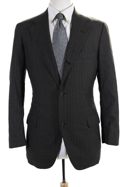 Brooks Brothers Mens Partially Lined Three Button Pinstripe Blazer Gray Size 38