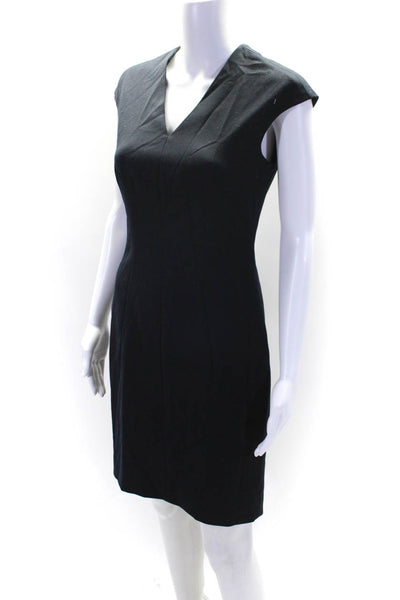 Reiss Womens Wool Darted V-Neck Sleeveless Zippered Midi Dress Navy Size 4