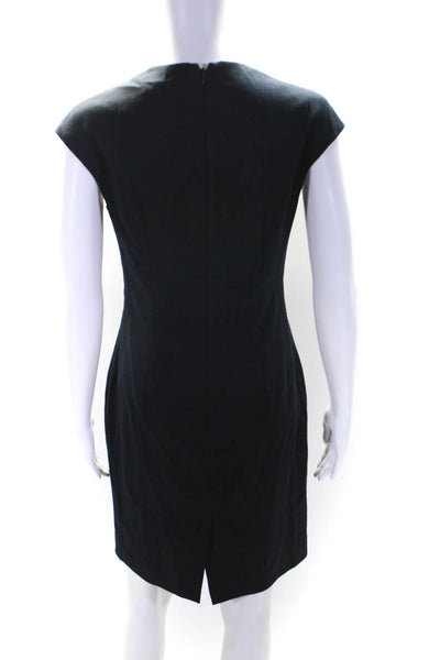 Reiss Womens Wool Darted V-Neck Sleeveless Zippered Midi Dress Navy Size 4