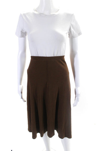 Parni Womens Elastic Waist Textured Slip-On A-Line Midi Skirt Brown Size M