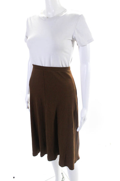 Parni Womens Elastic Waist Textured Slip-On A-Line Midi Skirt Brown Size M