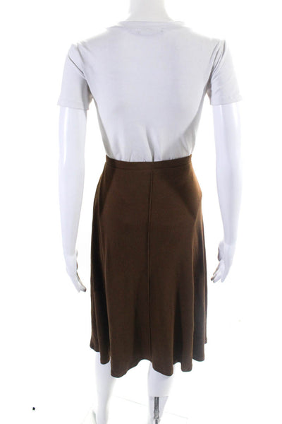 Parni Womens Elastic Waist Textured Slip-On A-Line Midi Skirt Brown Size M