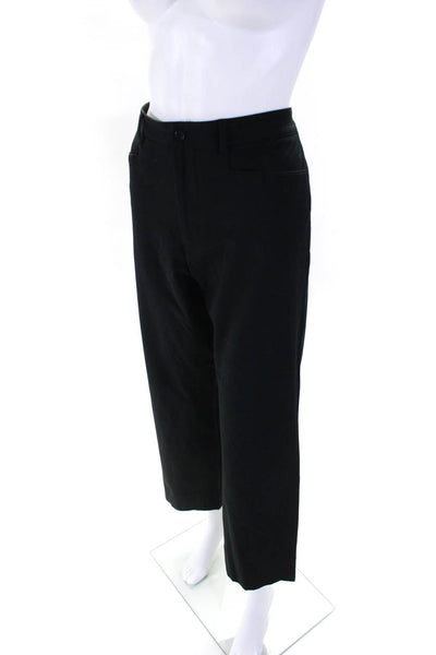 Theory Womens Solid Black High Rise Flat Front Straight Leg Pants Size 32