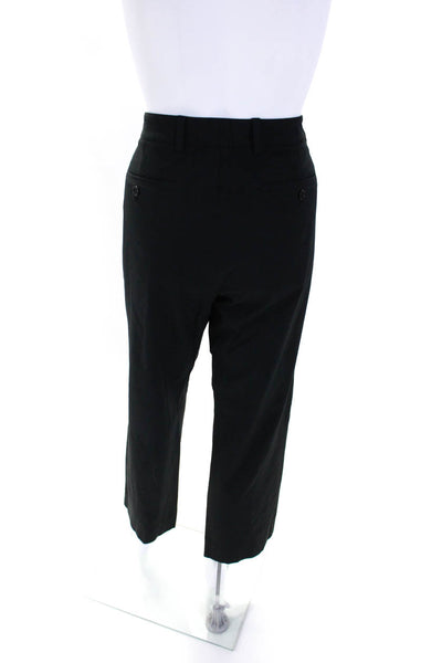 Theory Womens Solid Black High Rise Flat Front Straight Leg Pants Size 32