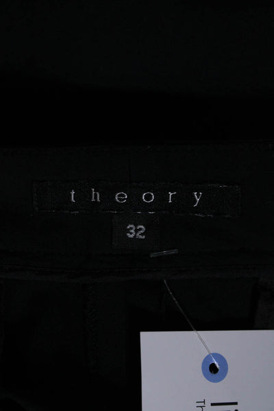 Theory Womens Solid Black High Rise Flat Front Straight Leg Pants Size 32