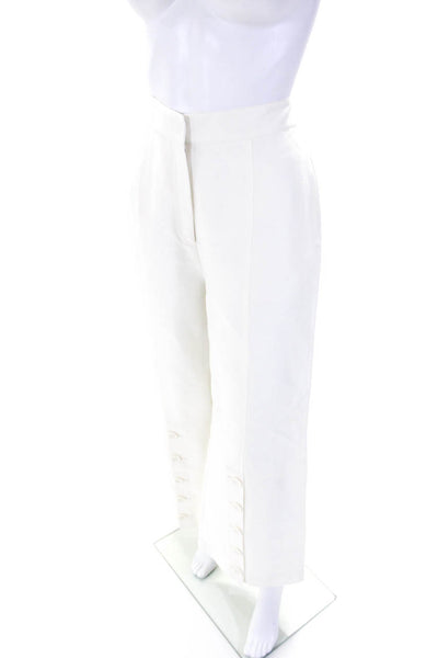 Robert Rodriguez Womens White Linen High Rise Button Ankle Wide Leg Pants Size 6