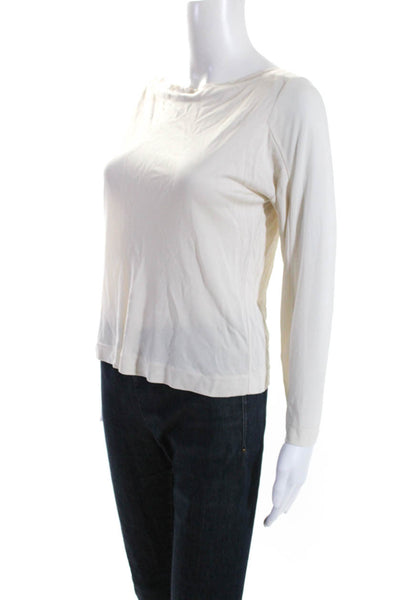 Les Copains Womens Back Zip Long Sleeve Mock Neck Top White Size Small