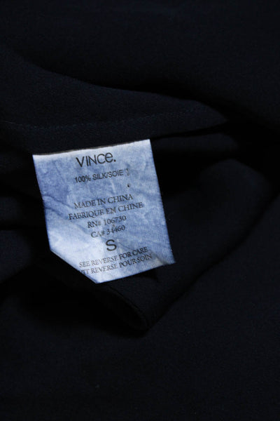 Vince Womens Button Down Cowl Neck Long Sleeve Blouse Black Size Small