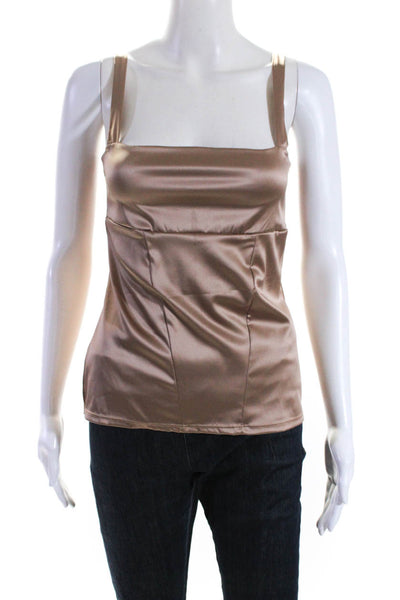 Bazar Christian Lacroix Womens Sleeveless Square Neck Top Rose Gold Size Medium