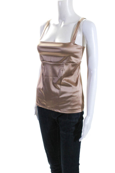 Bazar Christian Lacroix Womens Sleeveless Square Neck Top Rose Gold Size Medium