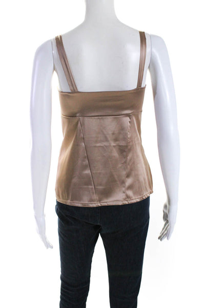 Bazar Christian Lacroix Womens Sleeveless Square Neck Top Rose Gold Size Medium