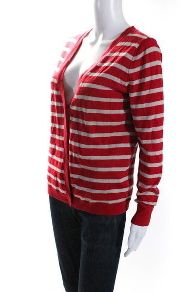 Max Mara Womens Long Sleeve Striped Thin Knit Sweater Red Size Small