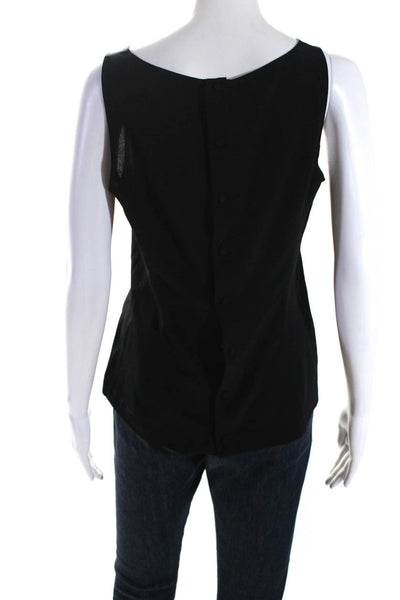 Thierry Mugler Womens Sleeveless Back Button Scoop Neck Top Black Size 38