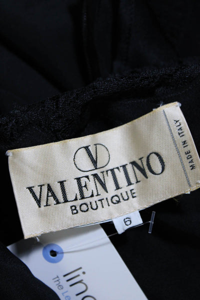 Valentino Boutique Womens Lace Sleeveless Spaghetti Strap Top Silk Black Small