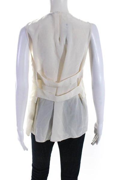 Dorothee Schumacher Womens Back Button Sleeveless Blouse White Size Small