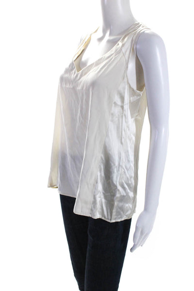 Nanette Lepore Womens Sleeveless Scoop Neck Top Silk White Size Small