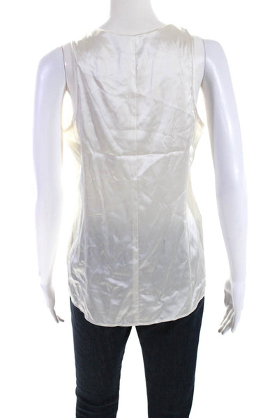 Nanette Lepore Womens Sleeveless Scoop Neck Top Silk White Size Small