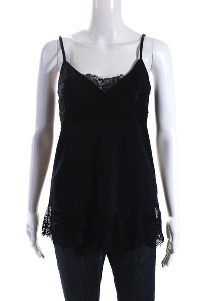 Hotel Particulier Womens Sleeveless Spaghetti Strap Top Lace Navy Blue Small