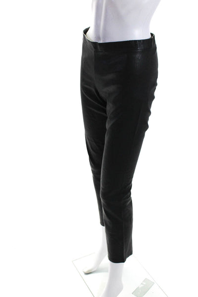 Vince Womens Tapered Leg Elastic Waist Pants Faux Leather Black Size Small