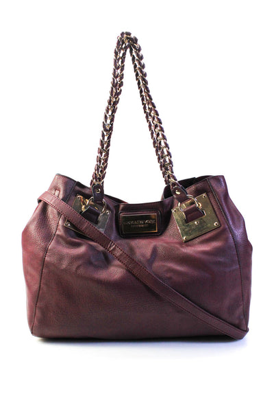 Marc New York Womens Large Faux Leather Satchel Shoulder Bag Handbag Burgundy
