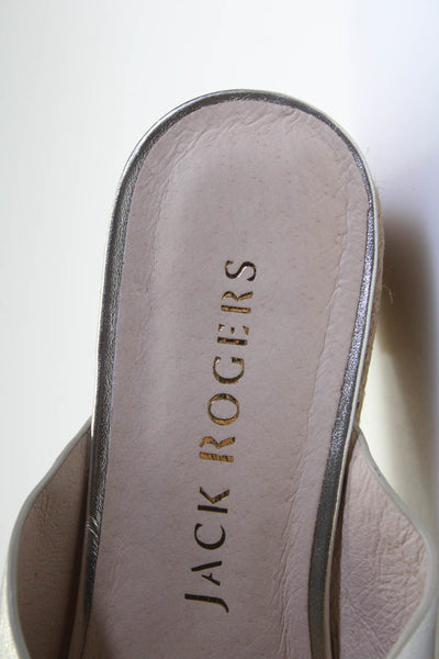 Jack Rogers Womens Wedge Heel Platform Metallic Slide Sandals Gold Tone Size 8.5