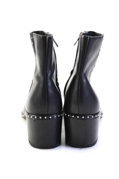 Dolce Vita Womens Side Zip Block Heel Studded Pointed Booties Black Leather 8.5M