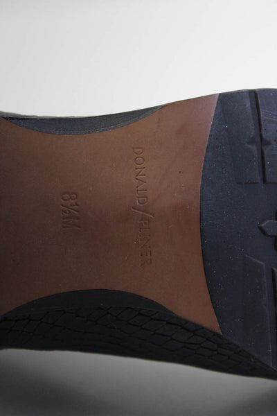 Donald J Pliner Womens Slip On Block Heel Pointed Toe Boots Black Leather 8.5
