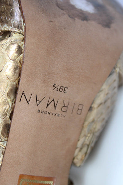 Alexandre Birman Womens Snakeskint Print Sandal Heels Bronze Gold Size 39.5 9.5