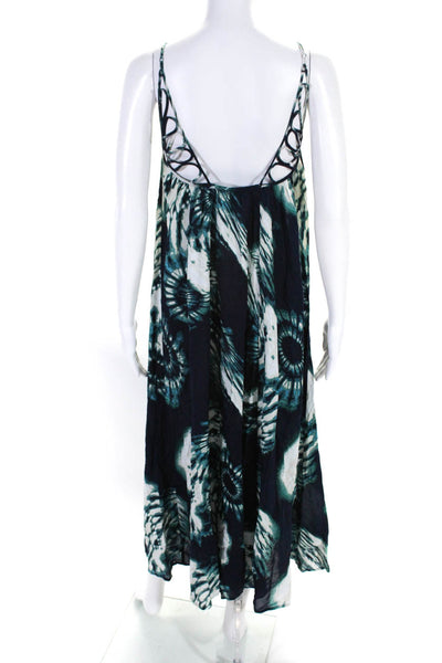 Anthropologie Womens Sleeveless Abstract Print Long Dress Blue Size XS