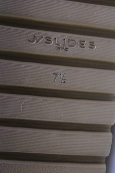 J Slides Womens Platform Snakeskin Single Strap Slides Leather Beige Size 7.5