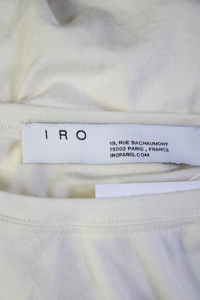 IRO Womens Short Sleeve Crew Neck Braided Ruched Tee Shirt White Size Small