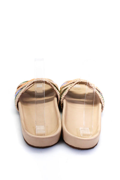 Ulla Johnson Womens Beige Woven Criss Cross Slip On Flats Slides Shoes Size 7