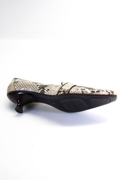Donald J Pliner Womens Brown Snakeskin Print Kitten Heels Shoes Size 6M