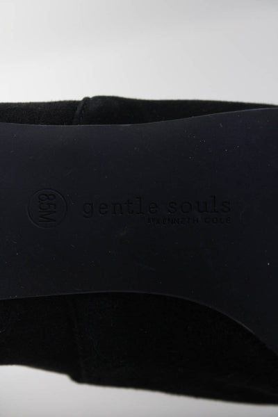 Gentle Souls Womens Side Zip Block Heel Round Toe Booties Black Suede Size 8.5