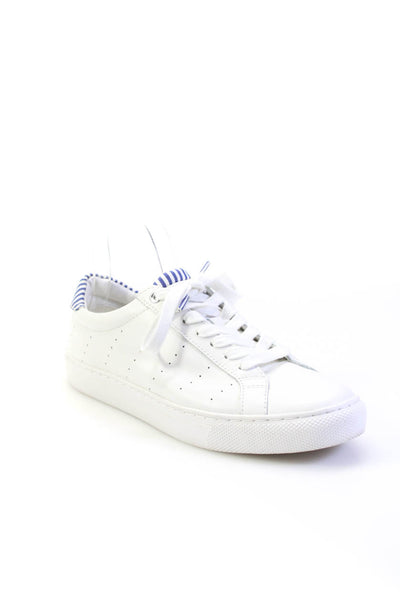 J Crew Womens Lace Up Striped Perforated Low Top Sneakers White Leather Size 7