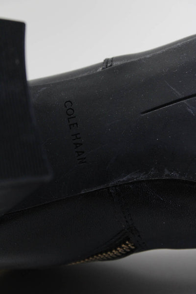 Cole Haan Womens Double Side Zip Block Heel Booties Black Leather Size 8.5M