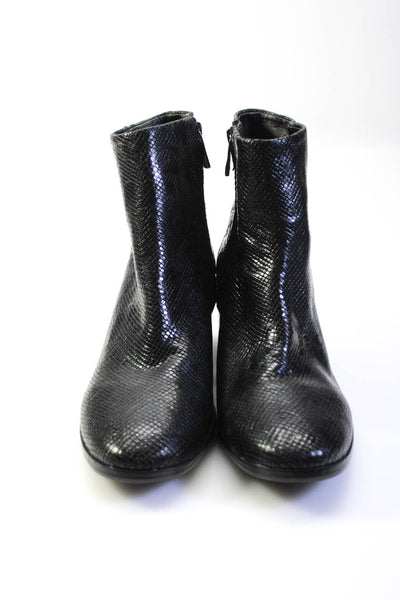 Patricia Nash Womens Side Zip Block Heel Embossed Booties Black Leather Size 38M