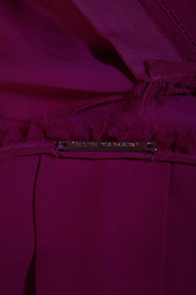Elie Tahari Womens Silk Sleeveless Button Up Ruffle Trim Blouse Pink Size S
