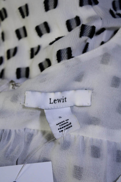 Lewit Womens Silk Short Sleeve V Neck Polka Dot Peplum Blouse White Size S