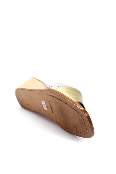 Rachel Comey Womens Leather Peep Toe Slip On Metallic Sandals Gold Silver Size 8
