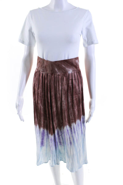 Chaser Women's Elastic Waist Tie Dye Slit Hem Flare Midi Skirt Size S