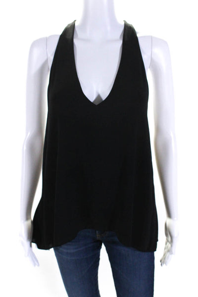 BCBGMAXAZRIA Women's V-Neck Sleeveless Asymmetrical Blouse Black Size M