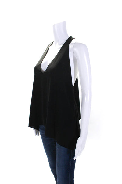 BCBGMAXAZRIA Women's V-Neck Sleeveless Asymmetrical Blouse Black Size M