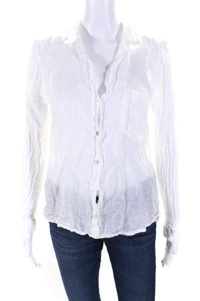 Bella Dahl Women's Collared Long Sleeves Button Down Cotton Shirt White Size M