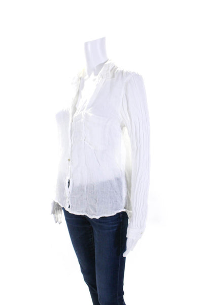 Bella Dahl Women's Collared Long Sleeves Button Down Cotton Shirt White Size M