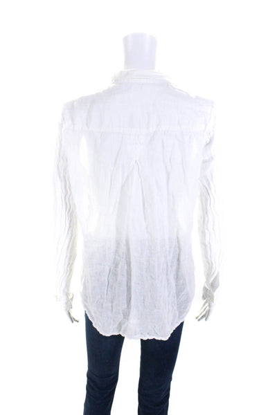 Bella Dahl Women's Collared Long Sleeves Button Down Cotton Shirt White Size M