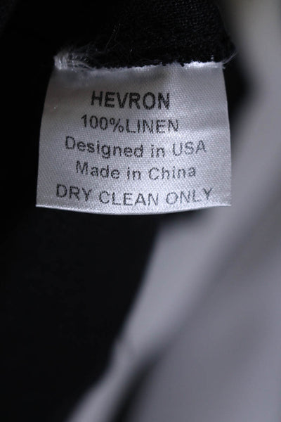 Hevron Womens Keyhole Cutout Crew Neck Sleeveless Top Blouse Black Linen Size 8